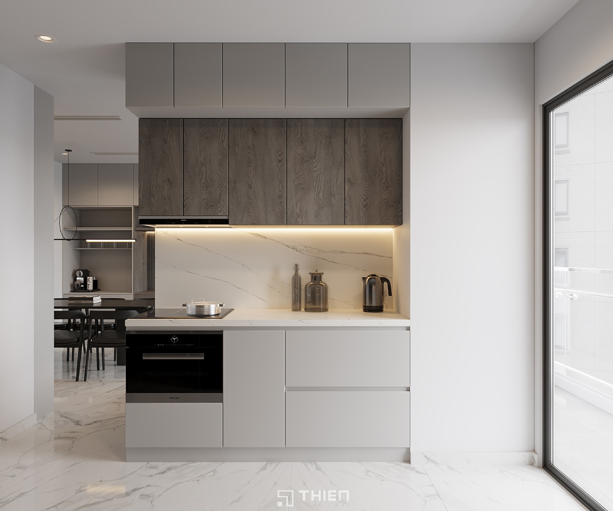 Tủ bếp melamine được làm từ cốt gỗ công nghiệp