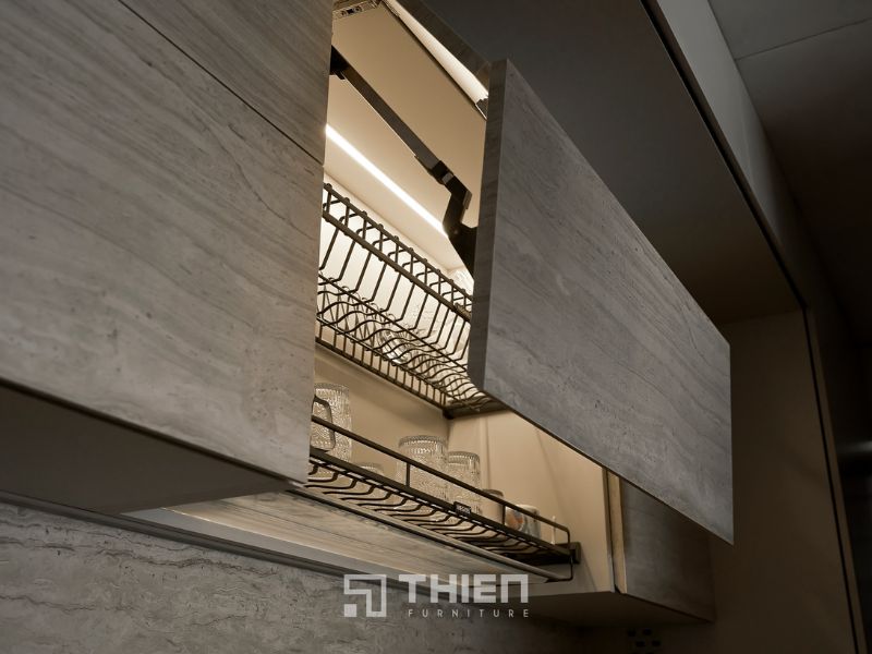 Tủ bếp to hay nhỏ sẽ có sự chênh lệch về đơn giá thi công bếp gia đình