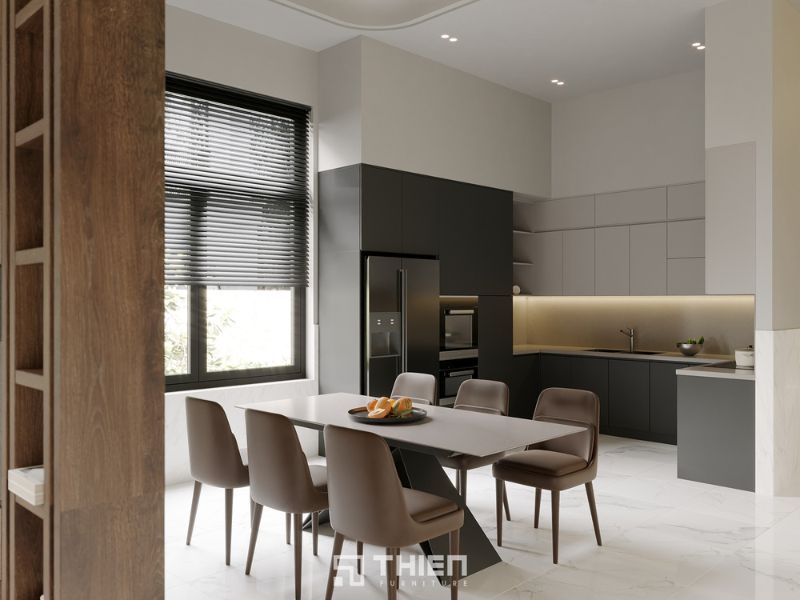 Mẫu nội thất tủ bếp phong cách tối giản, hiện đại