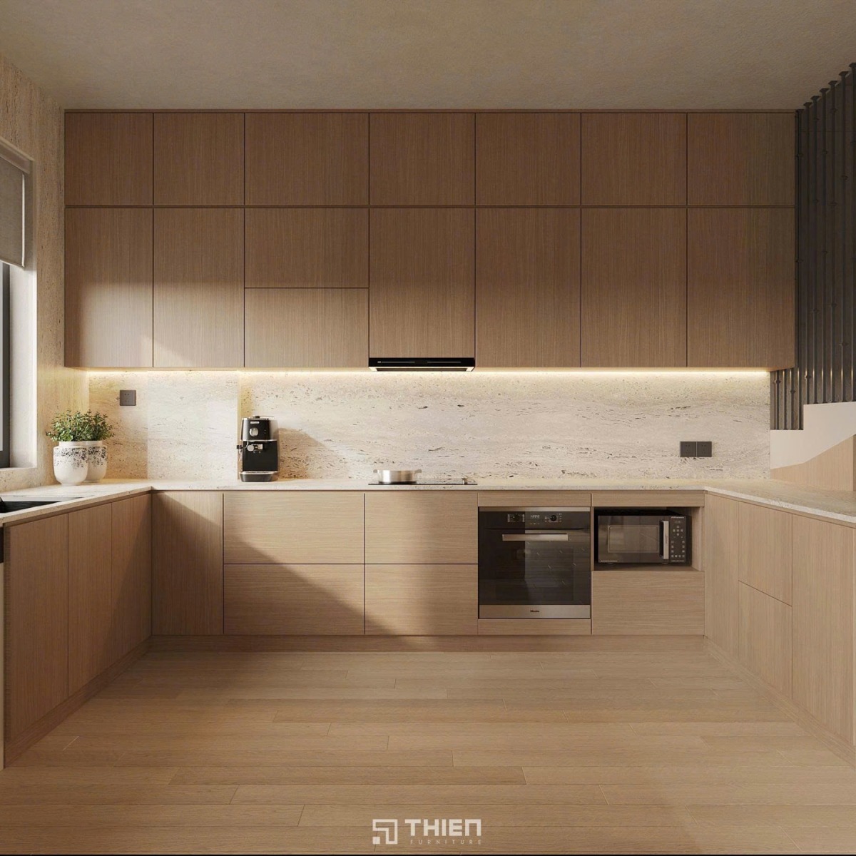 Tủ bếp chữ U thi công bởi Thiên