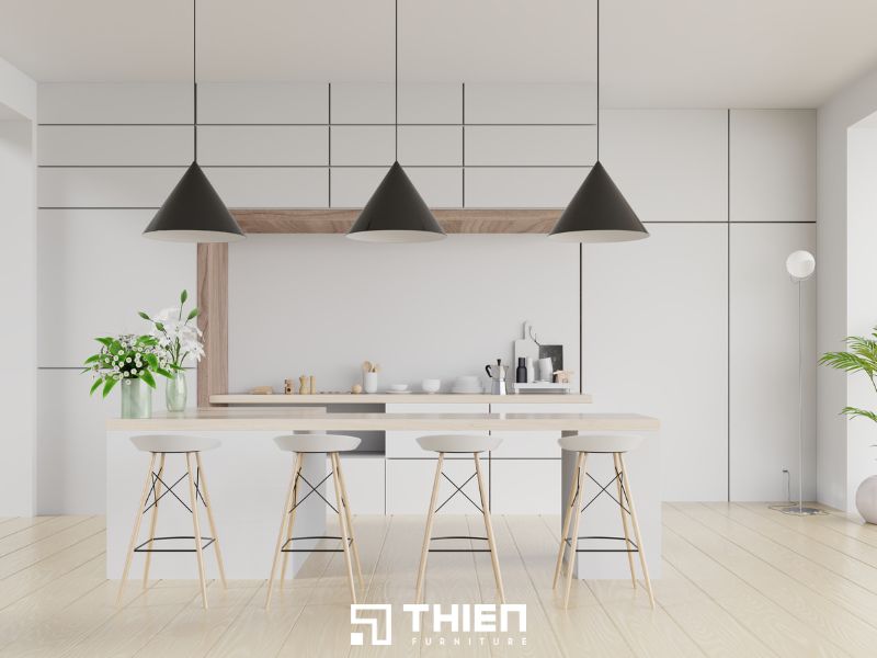 Tủ bếp Acrylic bóng dáng chữ I