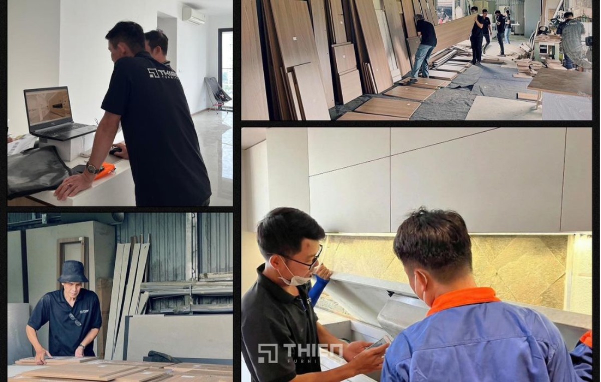 quy trình thi công tủ bếp biệt thự