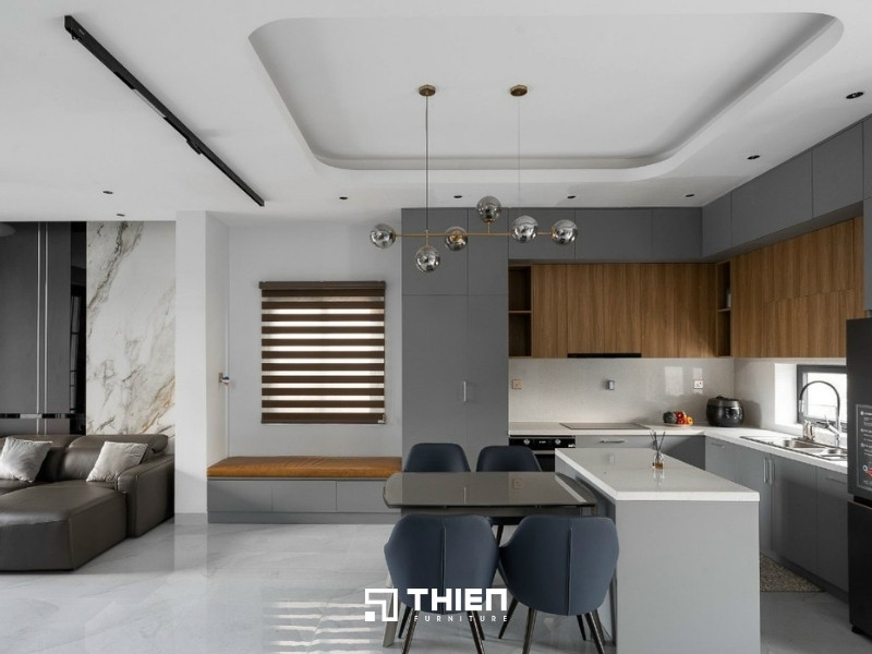 Thiết kế tủ bếp chung cư với đảo bếp tiện lợi