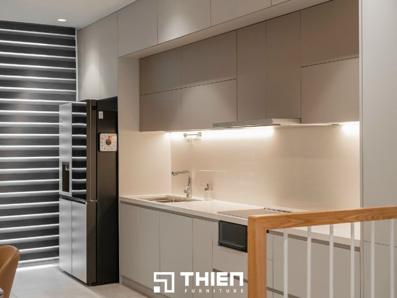 Kiểu tủ bếp gỗ MDF phủ melamine chữ I
