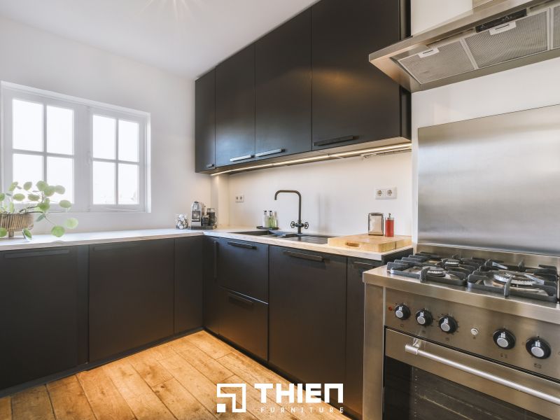 Tham khảo mẫu tủ bếp Melamine đẹp, hiện đại được yêu thích nhất năm 2024