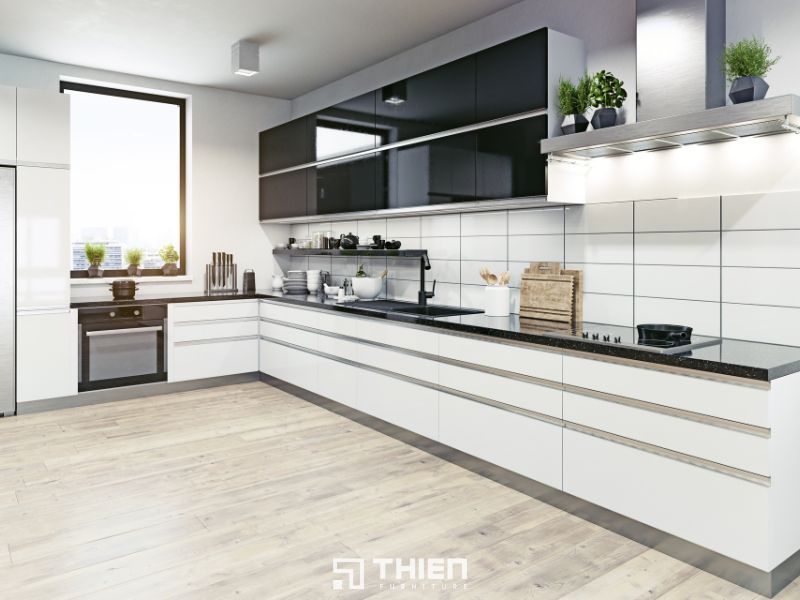 Mẫu tủ bếp đơn giản, tiện dụng