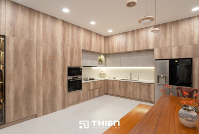 Bếp Gỗ Sáng Hiện Đại Tiện Nghi - Nhà Phố Chị Thảo, Bình Thạnh