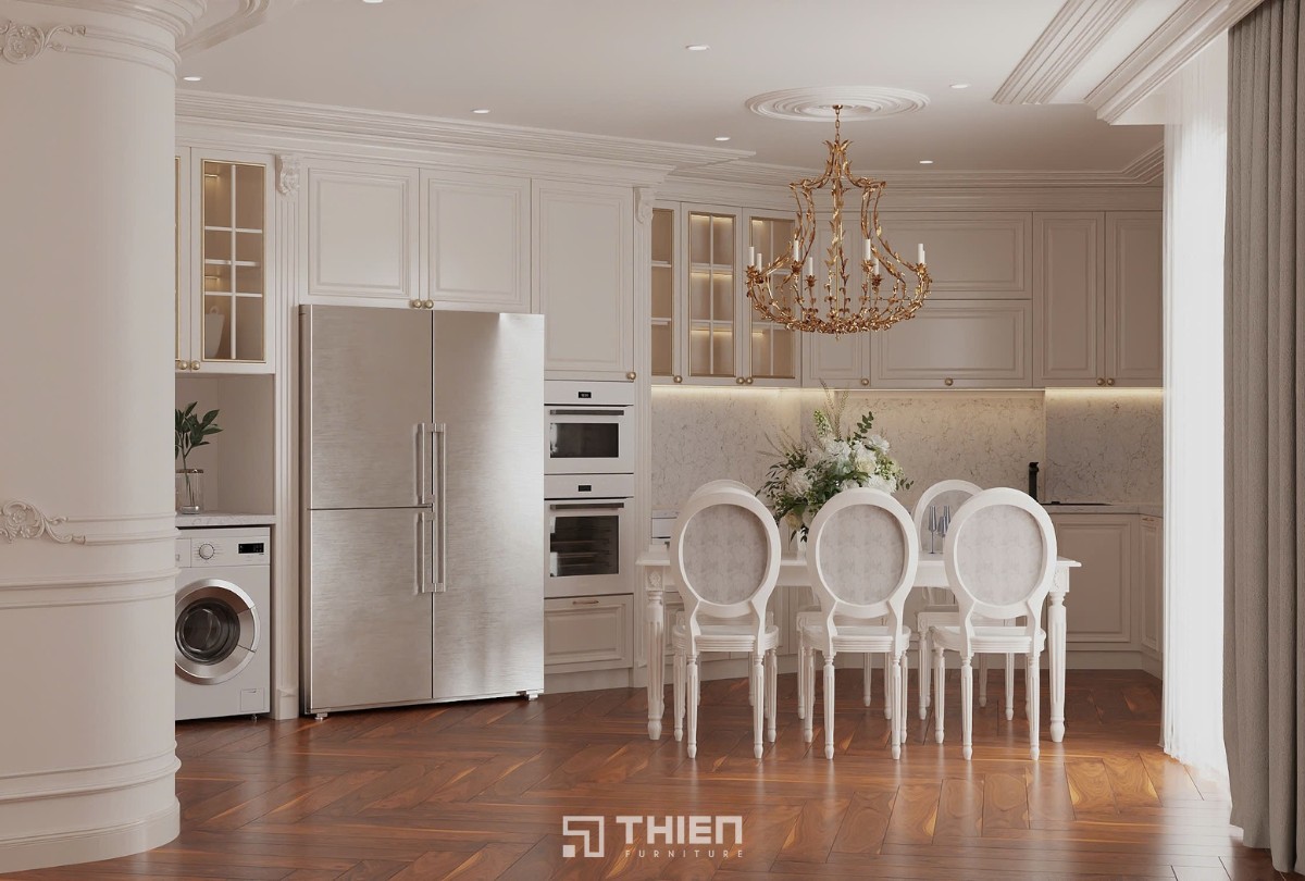 Bếp Chữ U Tân Cổ Điển Châu Âu - Nhà Phố Anh Tâm, Quận 3